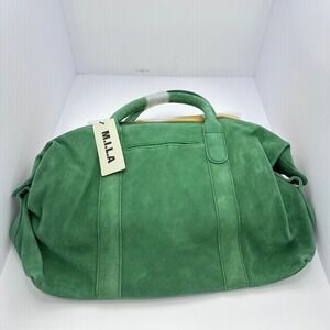 M.I.L.A Womens Large Ria Duffle Bag Pea Green Suede Boho Travel Weekender